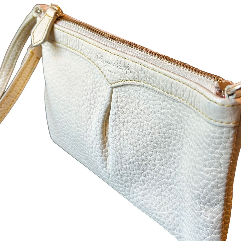 Dooney & Bourke Pebbled Grain Leather Bone Slim Wristlet Clutch